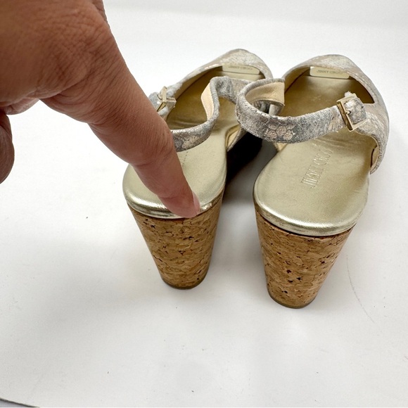 JIMMY CHOO Wedge Platform Sandals Suede Animal Print Slingback - Picture 15 of 15